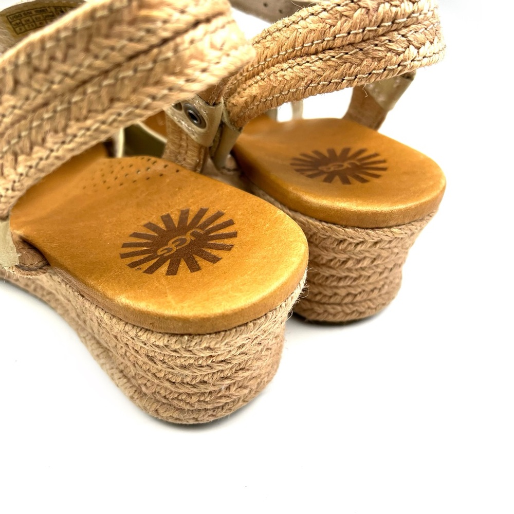 UGG Mairi Cream Tan Strappy Wedge Espadrille Sandals size 9 - Picture 6 of 10